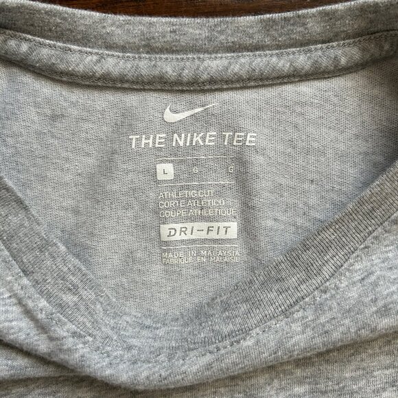 Nike mens long sleeve tee tshirt L large (fits like medium) heather gray dri fit - Picture 2 of 4